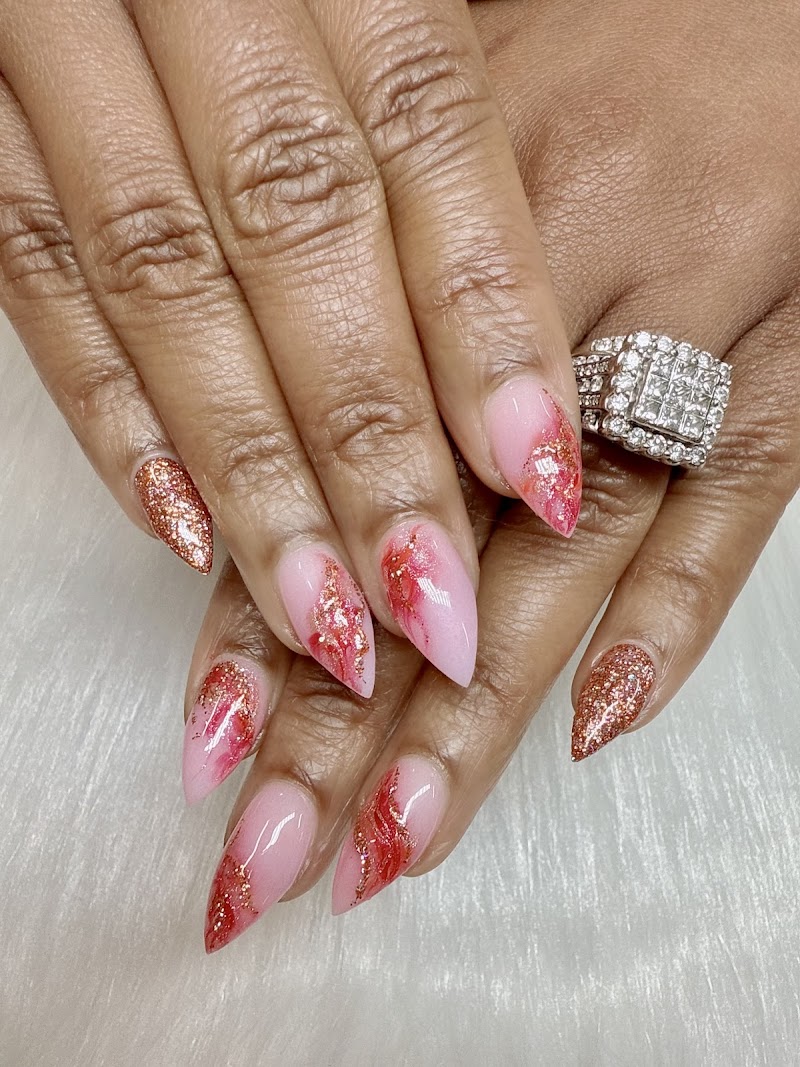Intricate custom nail art design at Nail Art & Spa